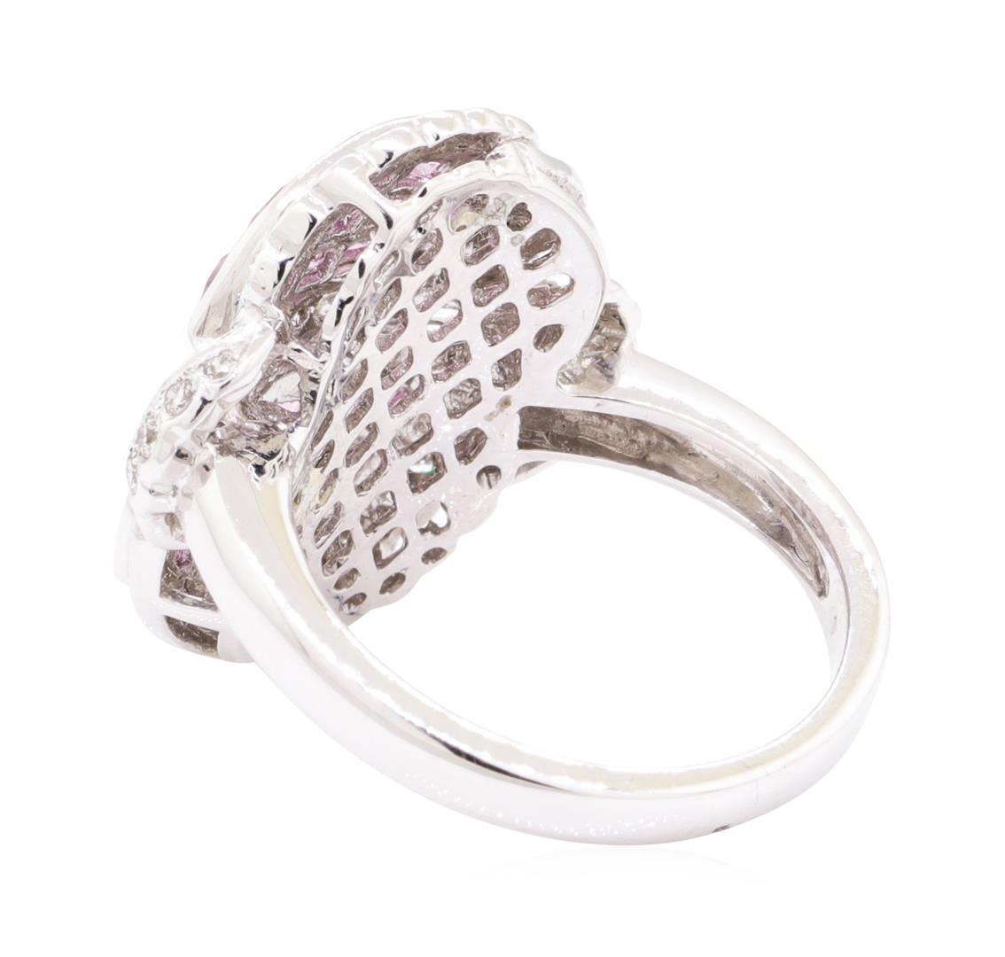 2.40 ctw Pink Sapphire And Diamond Ring - 18KT White Gold