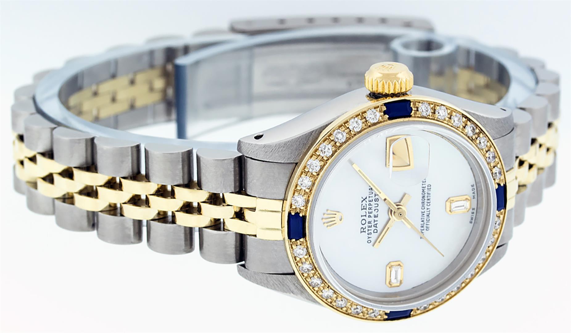 Rolex Ladies 2 Tone 14K MOP & Sapphire Diamond Datejust Wriswatch