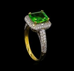 2.12 ctw Tsavorite and Diamond Ring - 18KT Yellow Gold