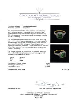 2.12 ctw Tsavorite and Diamond Ring - 18KT Yellow Gold