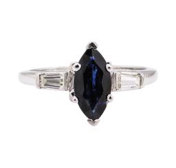 1.39 ctw Blue Sapphire and Diamond Ring - Platinum