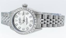 Rolex Ladies Stainless Steel Silver Diamond 26MM Datejust Wristwatch