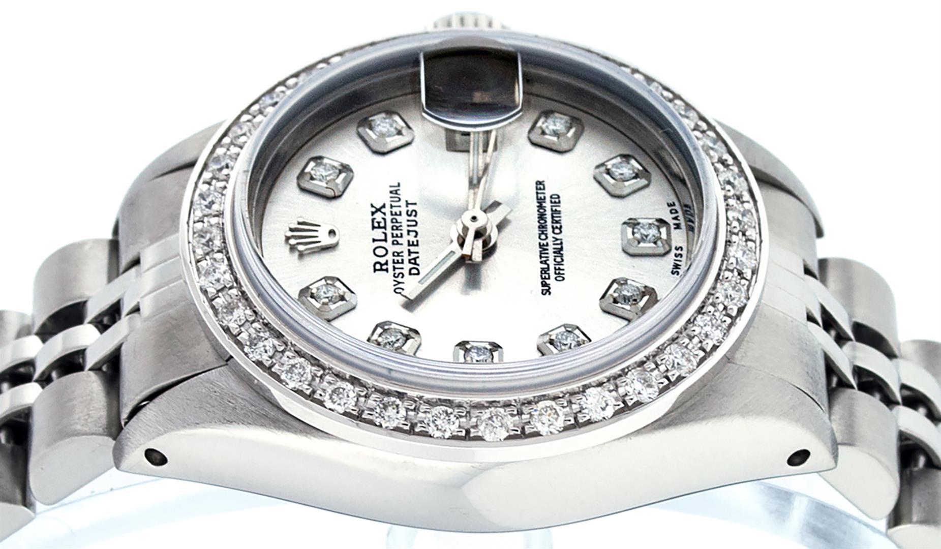 Rolex Ladies Stainless Steel Silver Diamond 26MM Datejust Wristwatch