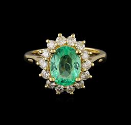 2.31 ctw Emerald and Diamond Ring - 14KT Yellow Gold