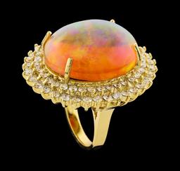 23.36 ctw Opal and Diamond Ring - 14KT Yellow Gold