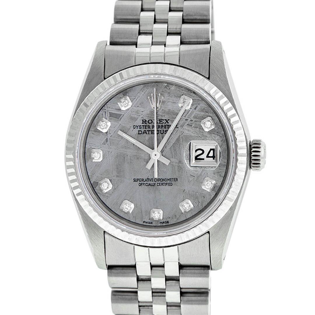 Rolex Mens Stainless Steel Meteorite Diamond 36MM Datejust Wristwatch