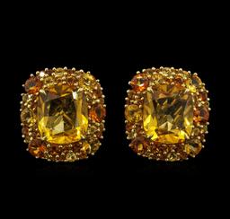 24.64 ctw Citrine Earrings - 18KT Yellow Gold