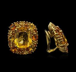 24.64 ctw Citrine Earrings - 18KT Yellow Gold