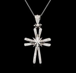 1.32 ctw Diamond Cross Pendant With Chain - 14KT White Gold