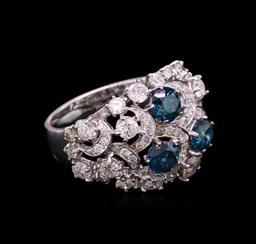 3.41 ctw Fancy Greenish Blue Diamond Ring - 14KT White Gold