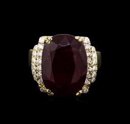 22.81 ctw Ruby and Diamond Ring - 14KT Yellow Gold