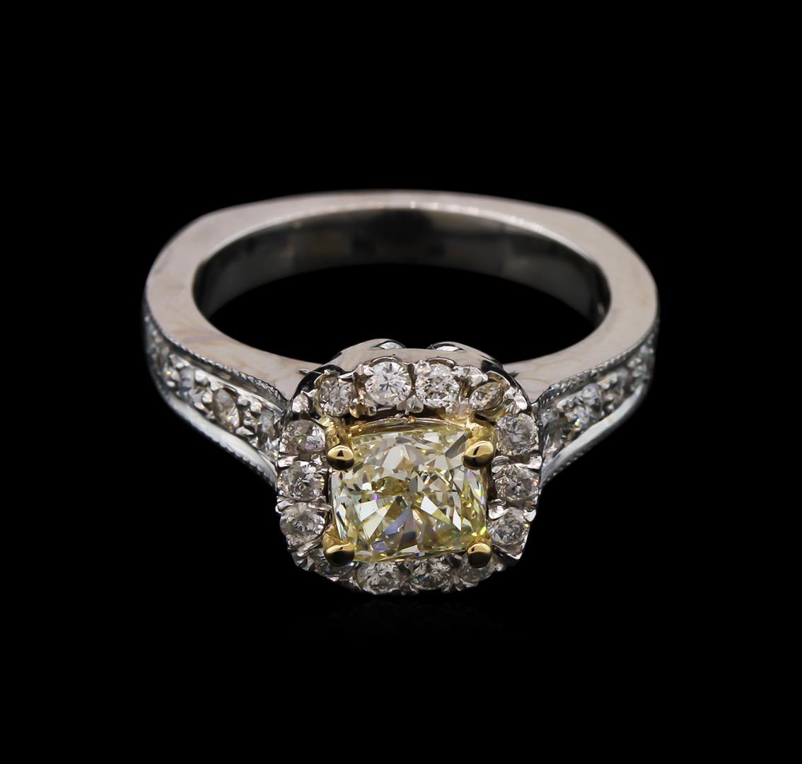 1.71 ctw Light Yellow Diamond Ring - 14KT White Gold