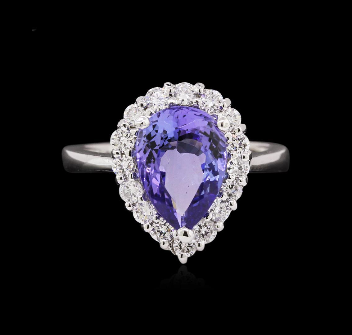 2.62 ctw Tanzanite and Diamond Ring - 14KT White Gold