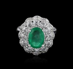 14KT White Gold 2.23 ctw Emerald and Diamond Ring
