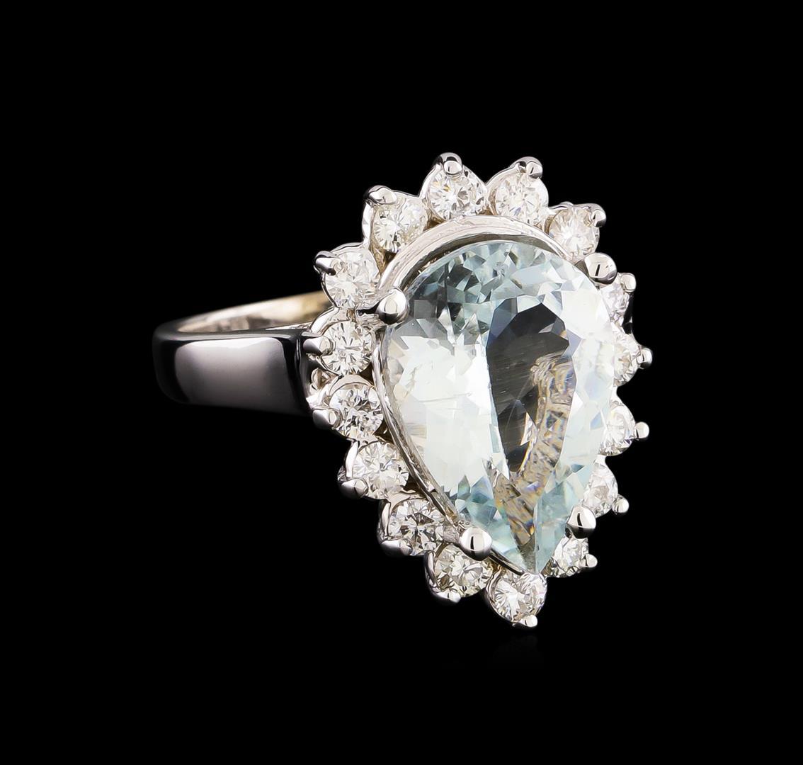 4.48 ctw Aquamarine and Diamond Ring - 14KT White Gold