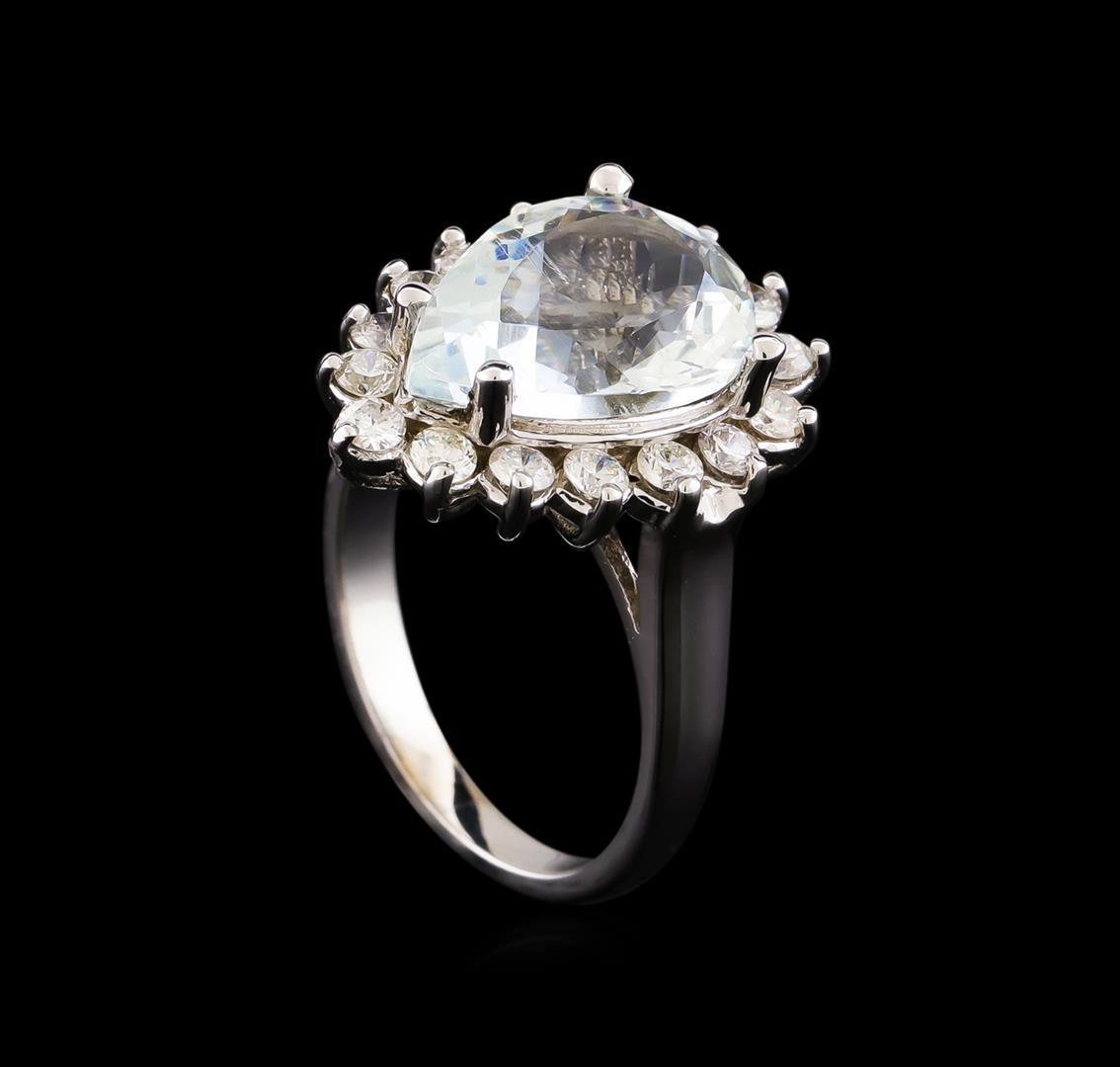 4.48 ctw Aquamarine and Diamond Ring - 14KT White Gold