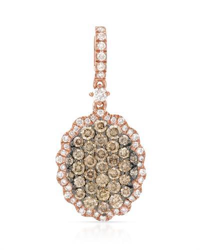 14k Rose Gold 0.73CTW Diamond and Brown Diamonds Pendant, (SI/H)