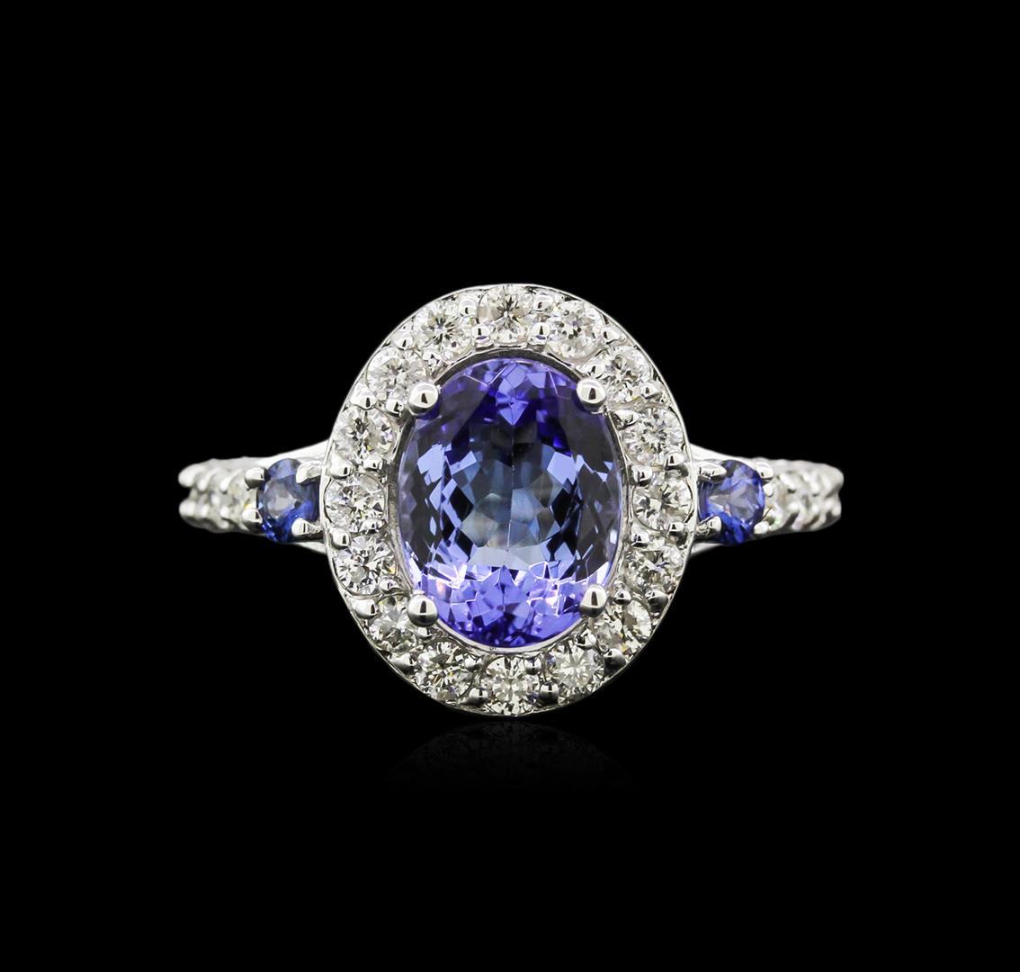 2.31 ctw Tanzanite, Sapphire and Diamond Ring - 14KT White Gold