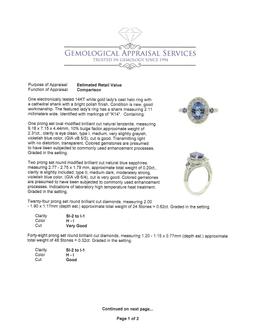 2.31 ctw Tanzanite, Sapphire and Diamond Ring - 14KT White Gold