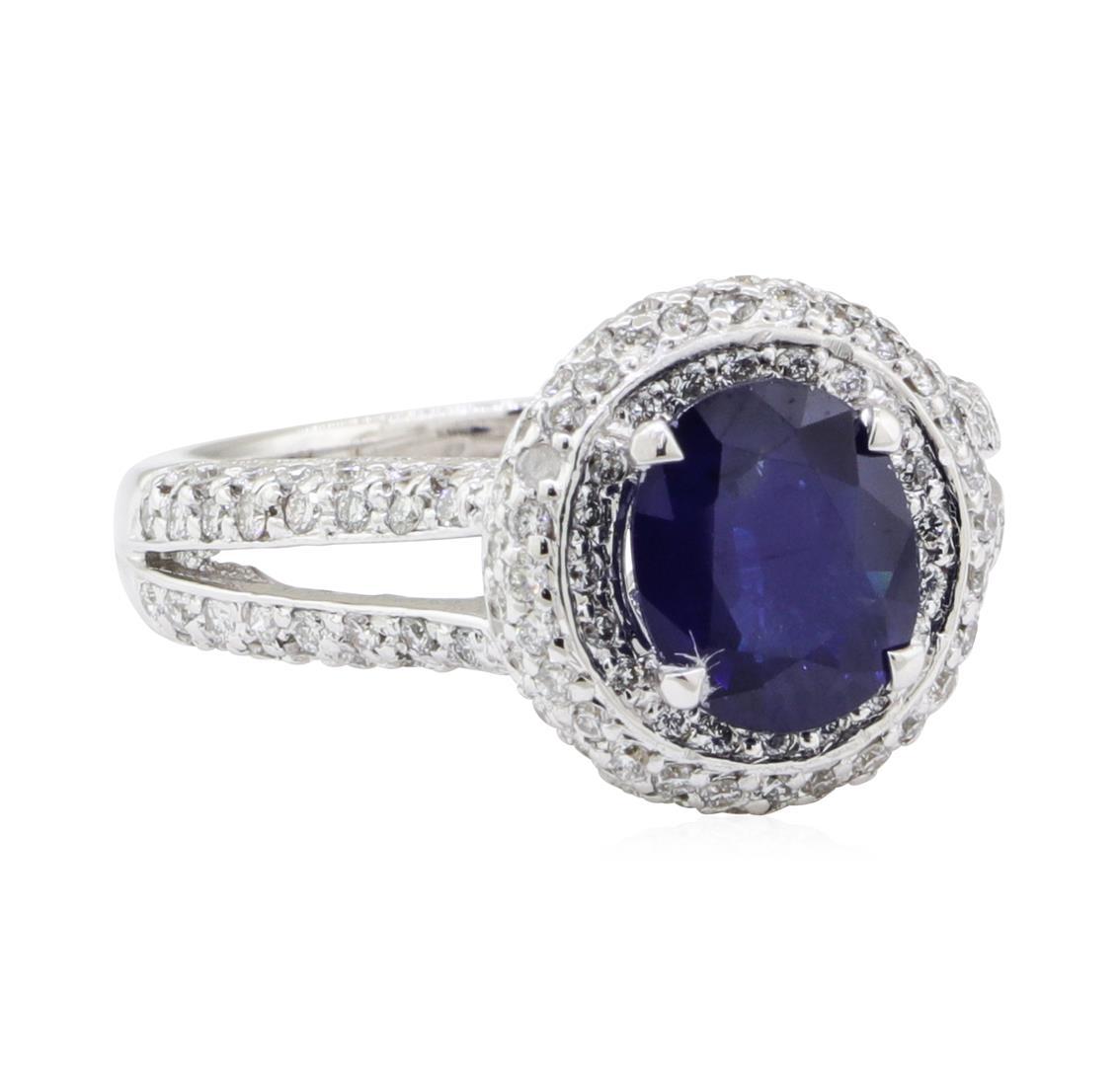 2.45 ctw Sapphire and Diamond Ring - 14KT White Gold