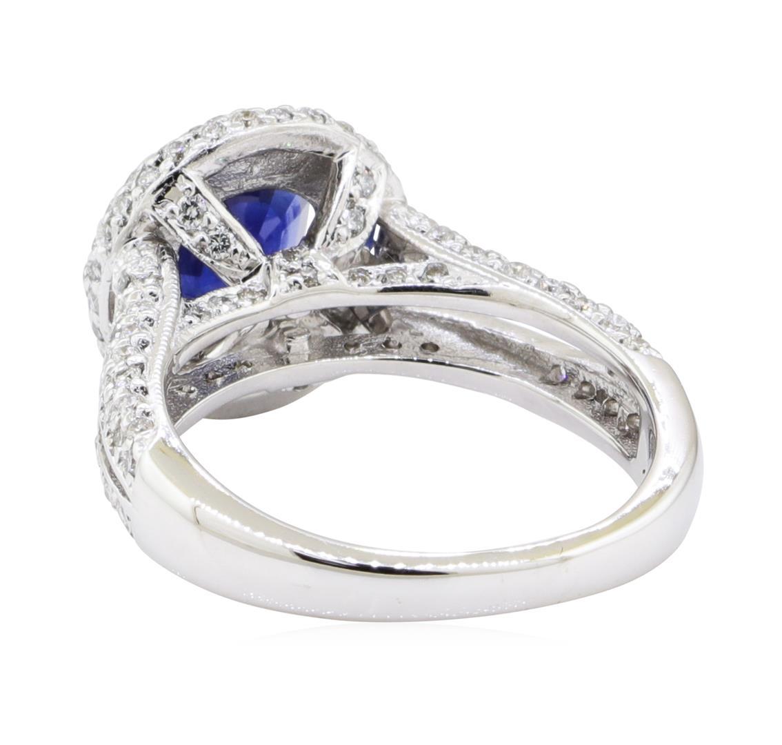 2.45 ctw Sapphire and Diamond Ring - 14KT White Gold