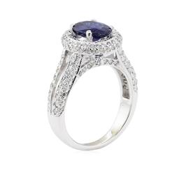 2.45 ctw Sapphire and Diamond Ring - 14KT White Gold