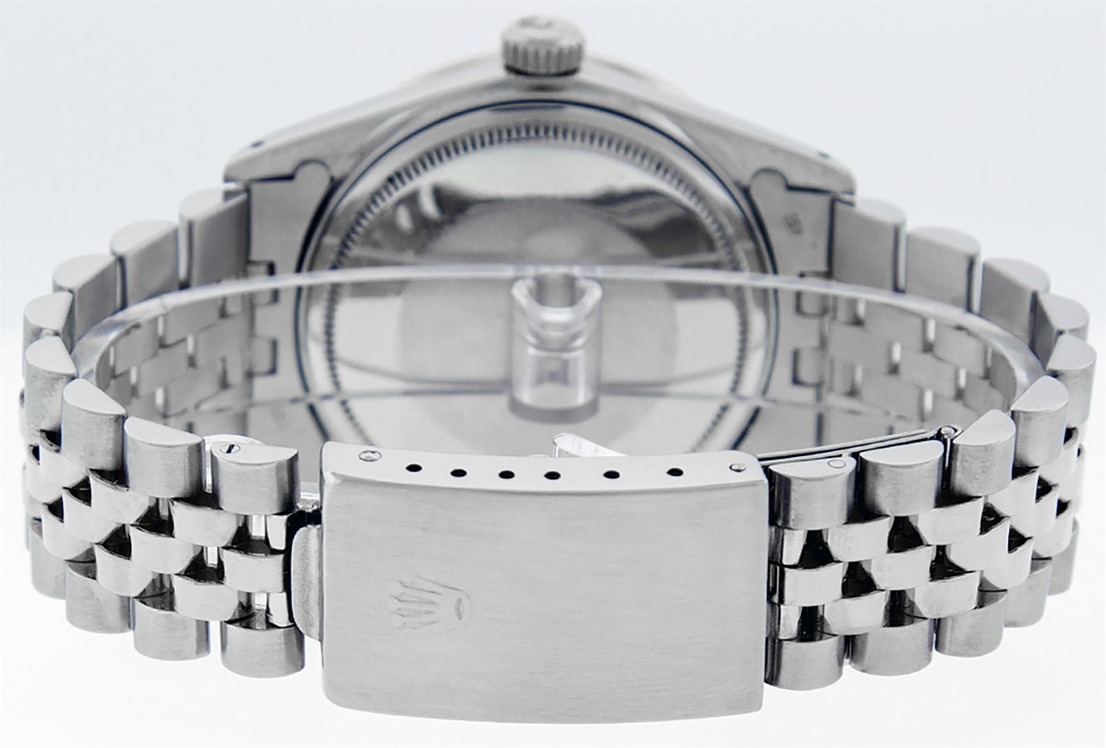 Rolex Mens Stainless Steel Green Vignette Diamond Datejust Wristwatch