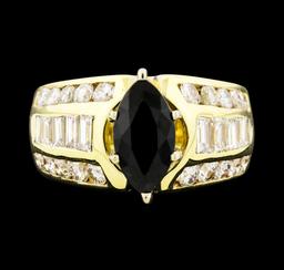 2.10 ctw Sapphire and Diamond Ring - 14KT Yellow Gold