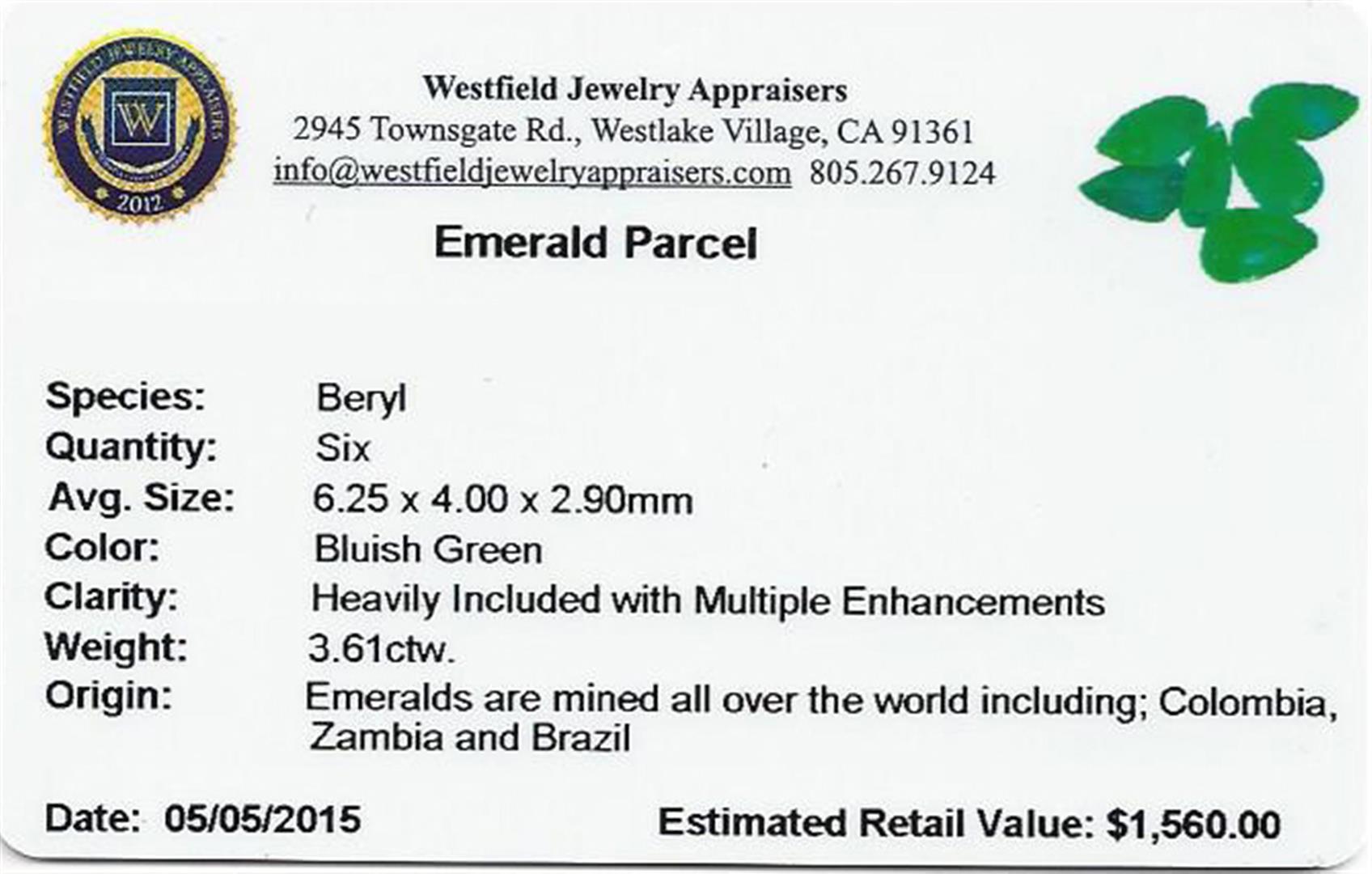 3.61 ctw Pear Mixed Emerald Parcel