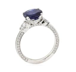 2.53 ctw Sapphire and Diamond Ring - 14KT White Gold