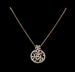 14KT Tri-Tone Gold 2.32 ctw Diamond Pendant With Chain