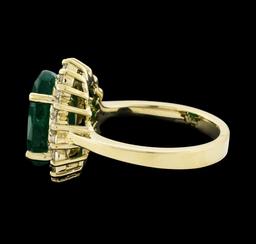 4.41 ctw Emerald and Diamond Ring - 14KT Yellow Gold