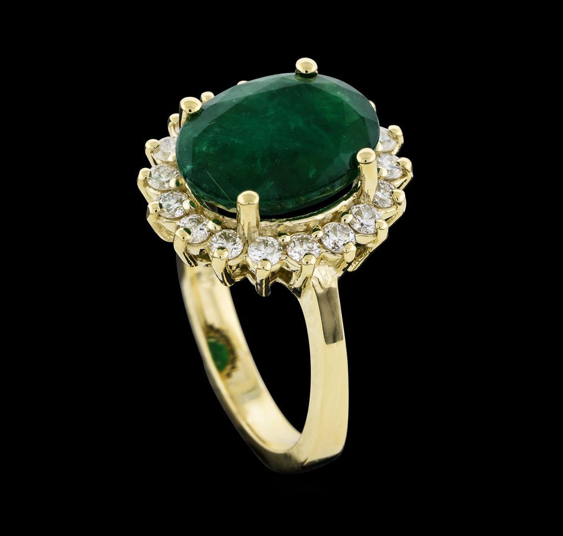 4.41 ctw Emerald and Diamond Ring - 14KT Yellow Gold