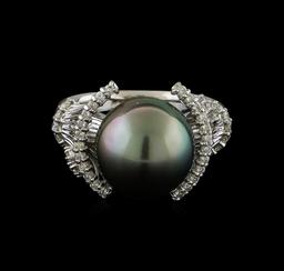 Pearl and Diamond Ring - 14KT White Gold