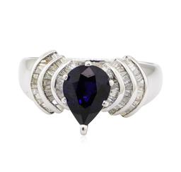 2.40 ctw Sapphire and Diamond Ring - 18KT White Gold