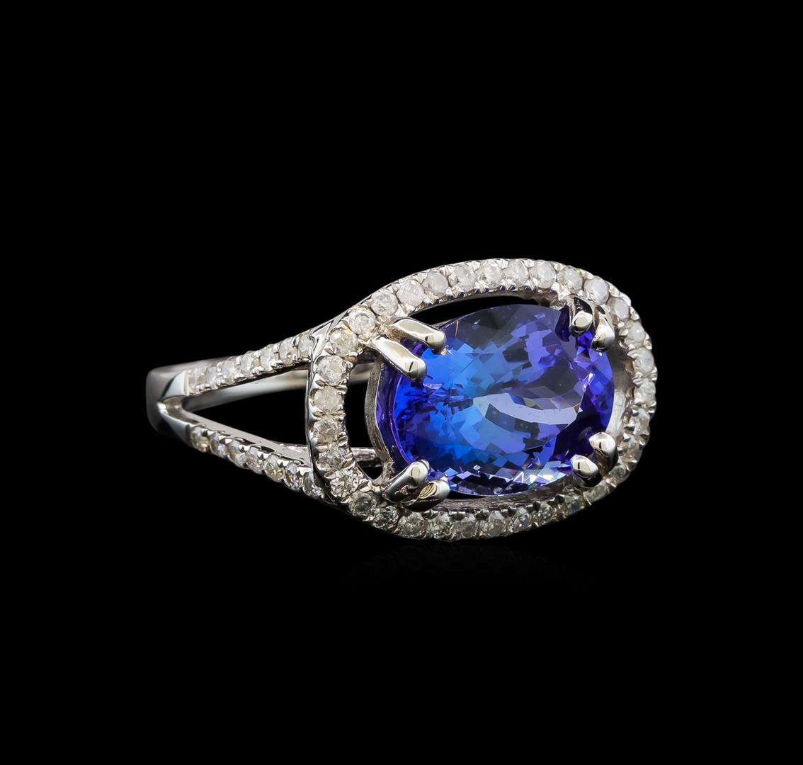 14KT White Gold 4.14 ctw Tanzanite and Diamond Ring