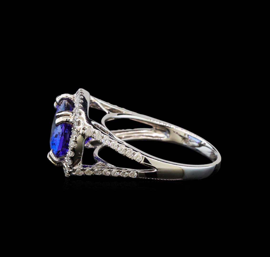 14KT White Gold 4.14 ctw Tanzanite and Diamond Ring