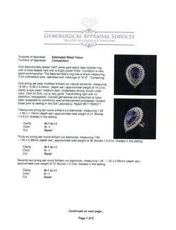 14.71 ctw Tanzanite and Diamond Ring - 14KT White Gold