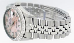 Rolex Mens Stainless Steel Baguette Diamond 36MM Datejust Wristwatch