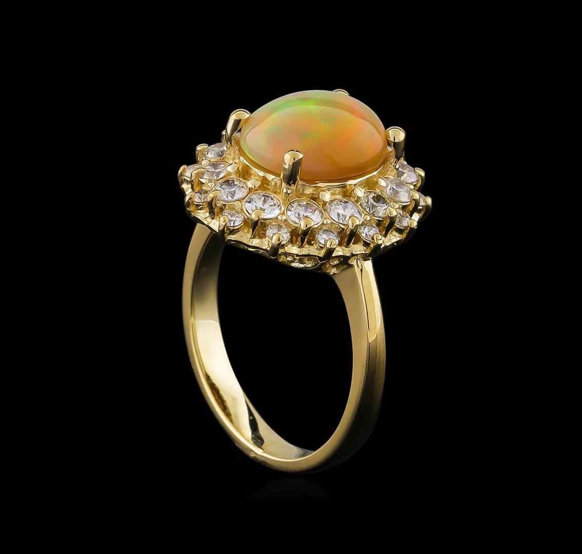 2.17 ctw Opal and Diamond Ring - 14KT Yellow Gold