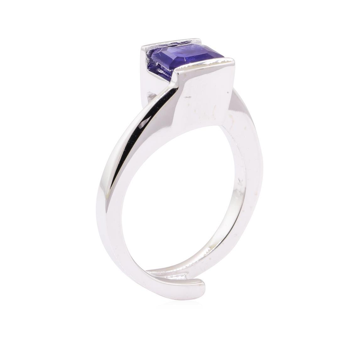 1.50 ctw Blue Sapphire Solitaire Ring - 14KT White Gold