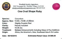 10.36 ctw Oval Ruby Parcel