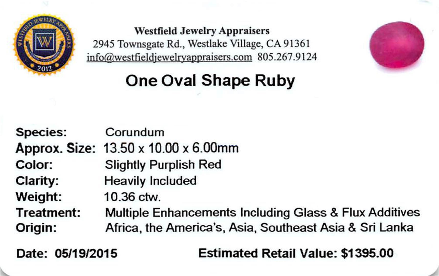 10.36 ctw Oval Ruby Parcel