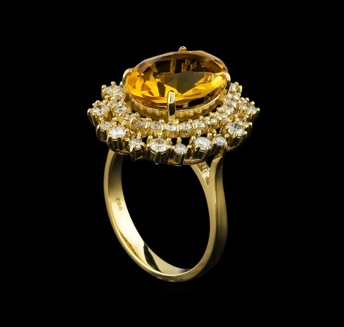 4.23 ctw Citrine and Diamond Ring - 14KT Yellow Gold