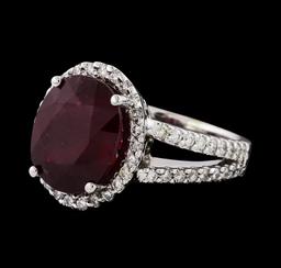 7.41 ctw Ruby and Diamond Ring - 14KT White Gold