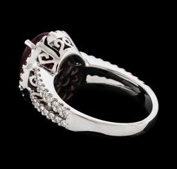 7.41 ctw Ruby and Diamond Ring - 14KT White Gold