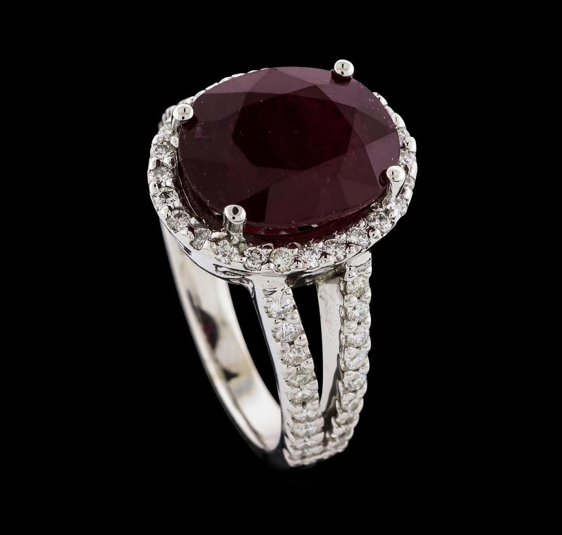 7.41 ctw Ruby and Diamond Ring - 14KT White Gold