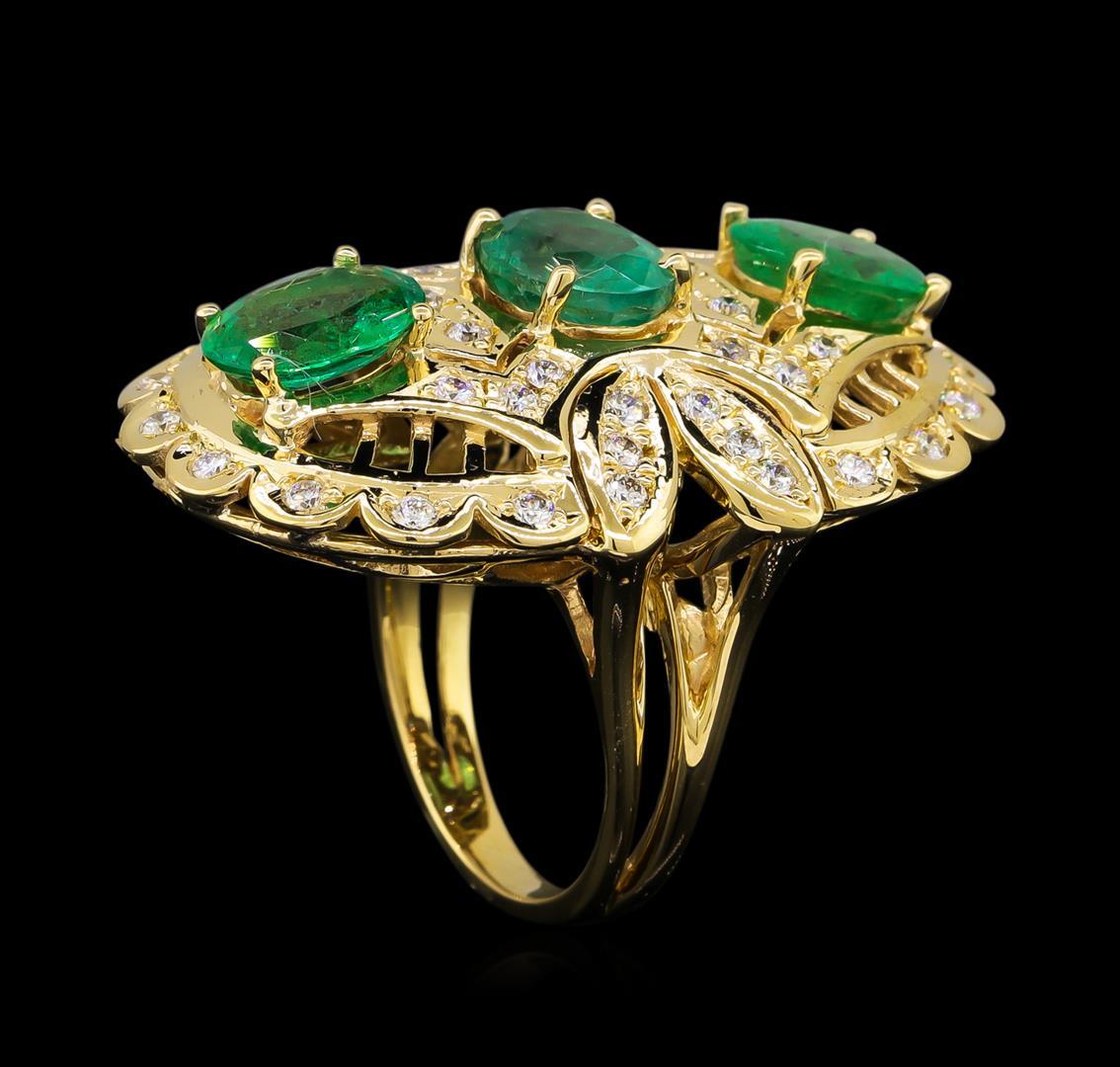 4.70 ctw Emerald and Diamond Ring - 14KT Yellow Gold