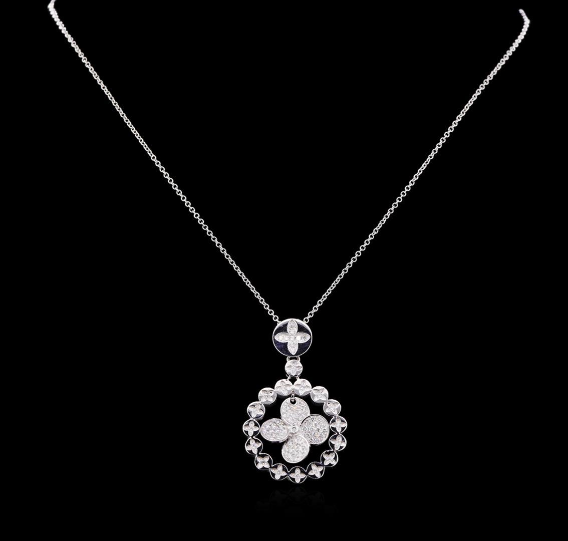1.20 ctw Diamond Pendant With Chain - 14KT White Gold