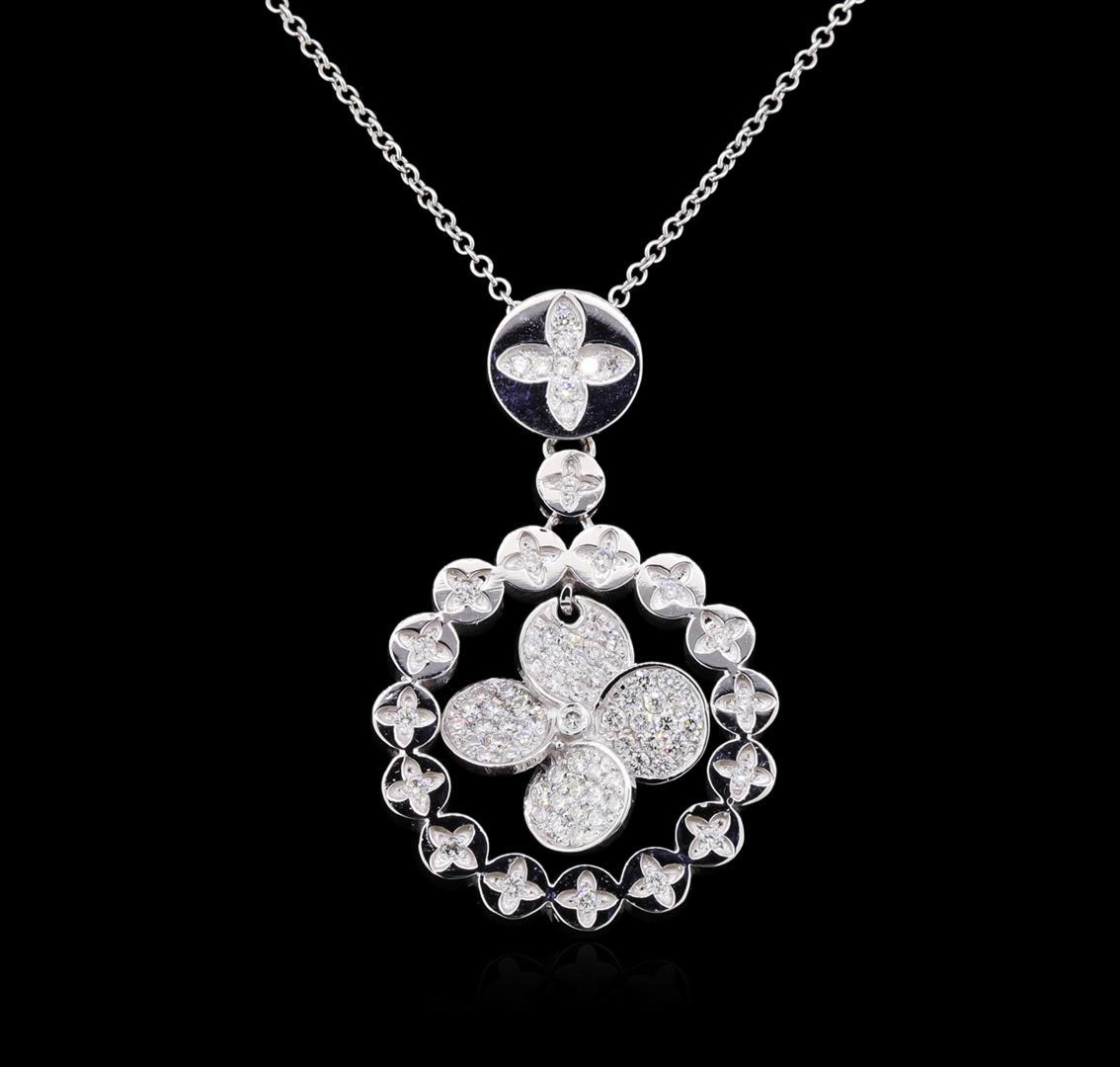 1.20 ctw Diamond Pendant With Chain - 14KT White Gold